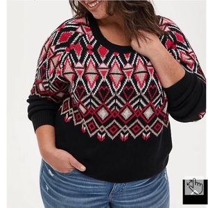 Torrid Black and Red Geometric Sweater